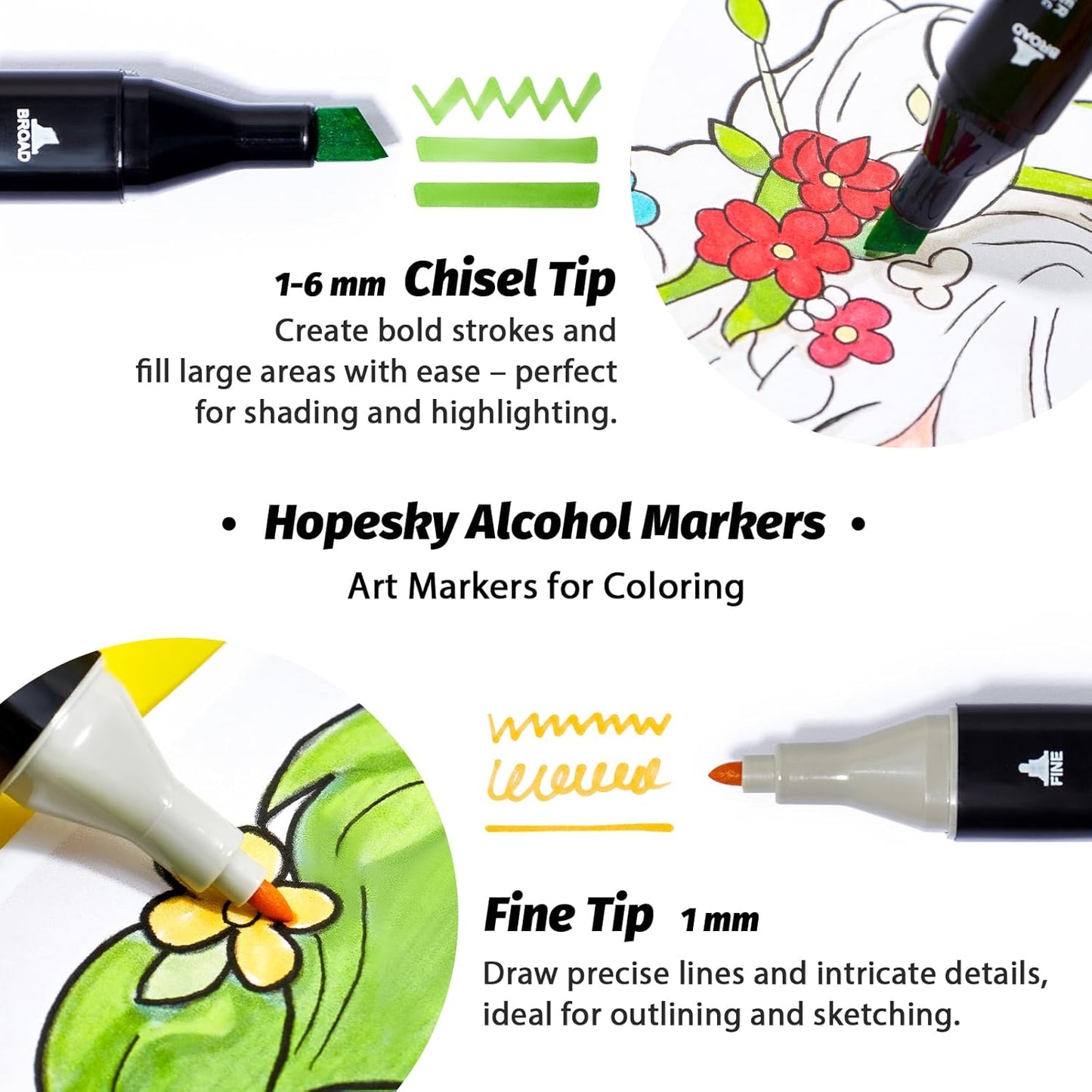 60 Colors Alcohol Markers - Dual Tip Permanent Art Markers Set for Coloring Drawing Painting, Fine and Chisel Tip Alcohol Based Pens with Storage Case for Adult Artists