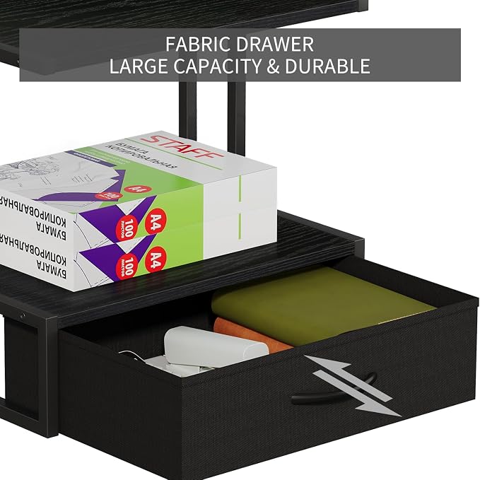 Printer Stand with Storage for Desk, with Fabric Drawer Desktop Printer Stand - Image 2