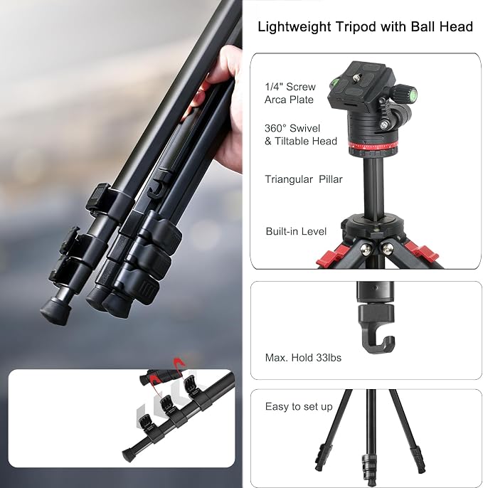 Travel Tripod, Canon G7X, DSLR/SLR Cameras, Video Camcorders, Action Cameras - Image 4