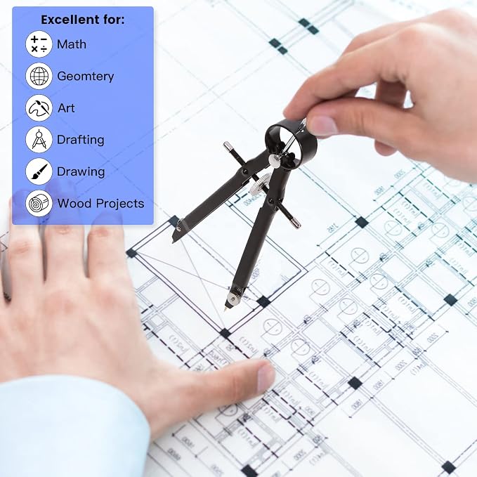 2pcs Compass for Geometry, Professional Drawing Compass, Metal Compass - Image 6