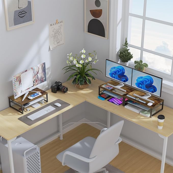 gianotter 2-Tier Metal Monitor Stand Riser, Desk Organizer - Image 7