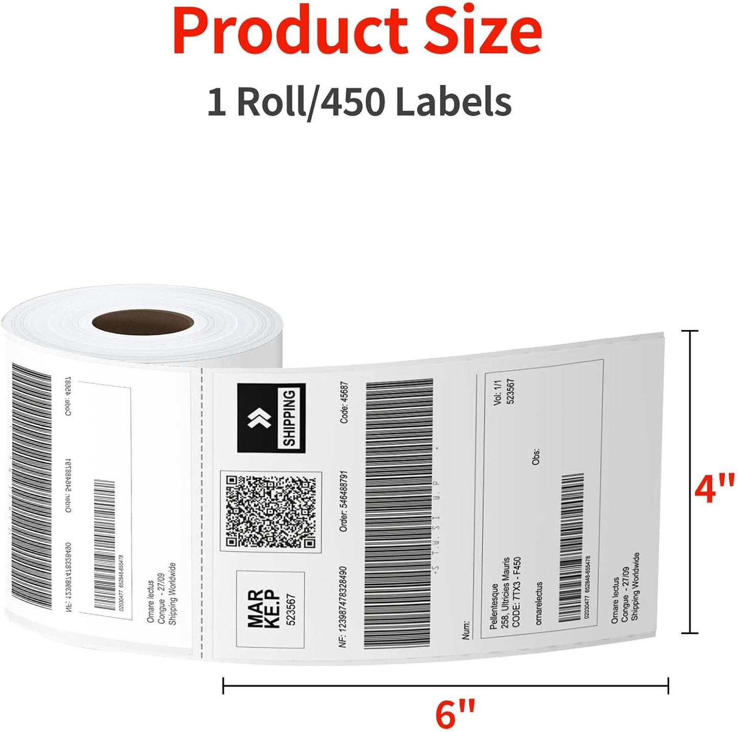 Direct Thermal Labels 4x6-450 Labels/Roll, Thermal Shipping Labels for Zebra 2844 ZP-450 ZP-500 ZP-505,20 Rolls,9000 Labels(NOT for DYMO)