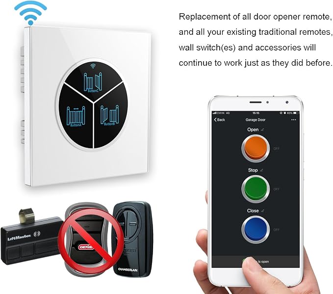 Wireless Garage Door Opener Remote WiFi Switch Universal Controlled by - Image 3