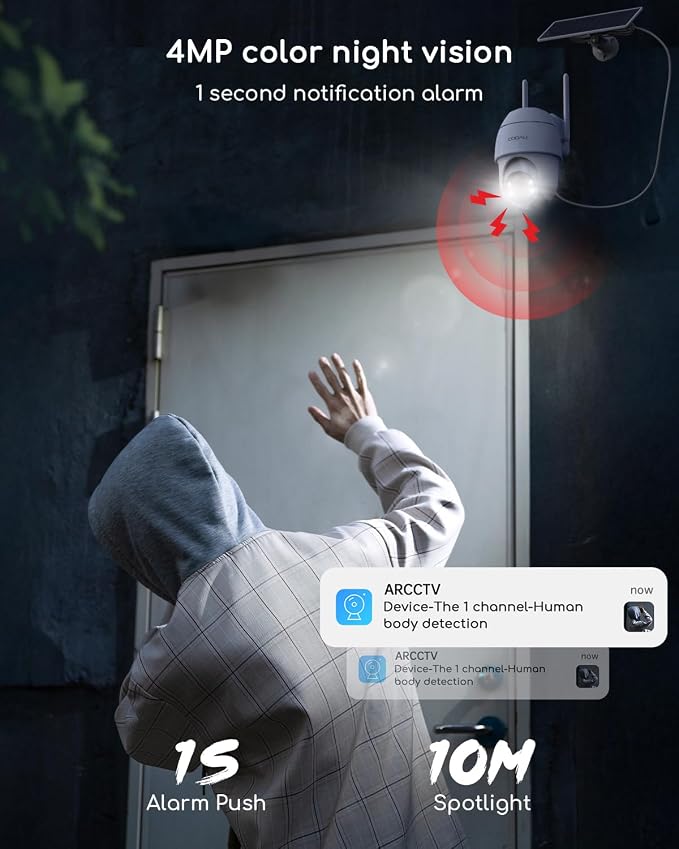 COOAU 4MP Solar Security Cameras Wireless Outdoor, 64GB Local Storage Outdoor - Image 9