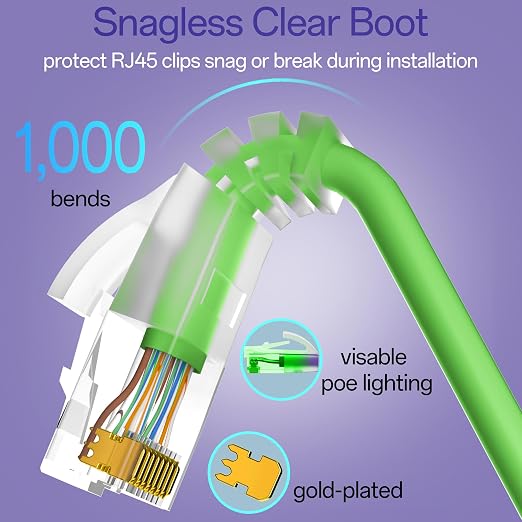 Cat6a Patch Cables 0.5ft Slim, Cat6 Ethernet Patch Cable Pure Copper, Flexible - Image 5