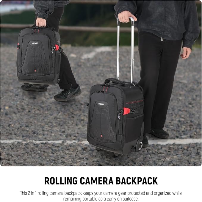 Neewer 2-in-1 Rolling Camera Backpack Trolley Case - Image 5