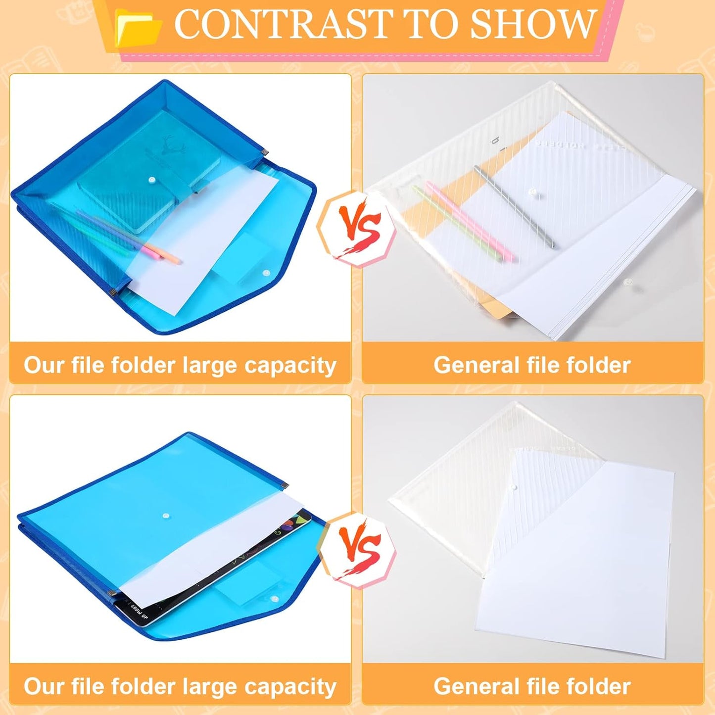 Epakh B4 Plastic Expanding File Folders Wallet for School Classroom Envelope File Folder Document Organizer Colorful Receipt Organizer with Snap Closure for Office (Bright Color,36 Pack)