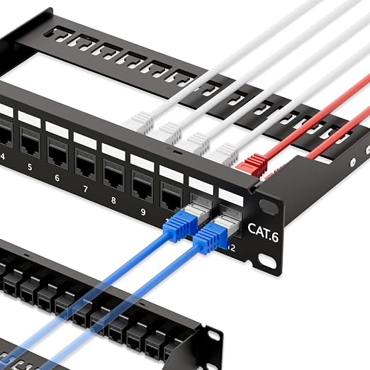 iwillink 10Gbps Patch Panel 12 Port, 10-Inch Through Coupler RJ45 Cat6 Patch by IWILLINK