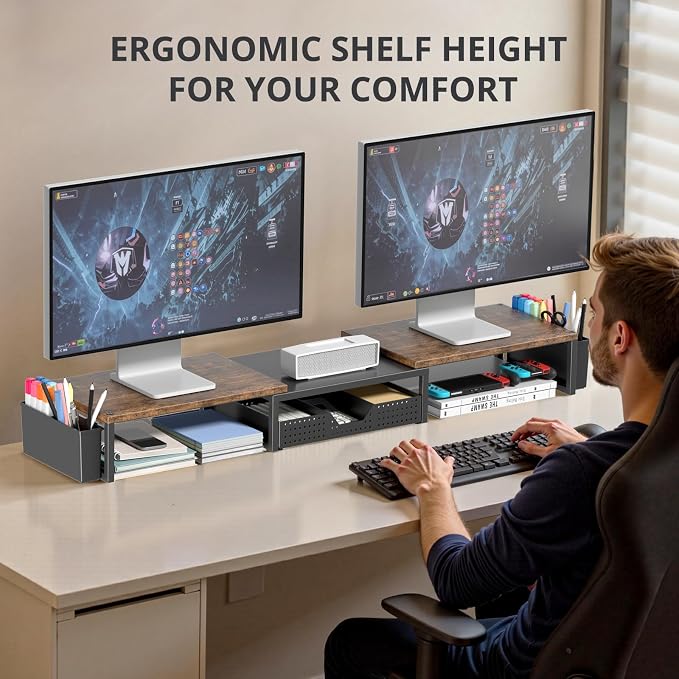 OPNICE Desk Organizers and Accessories, Dual Monitor Stand Riser - Image 2