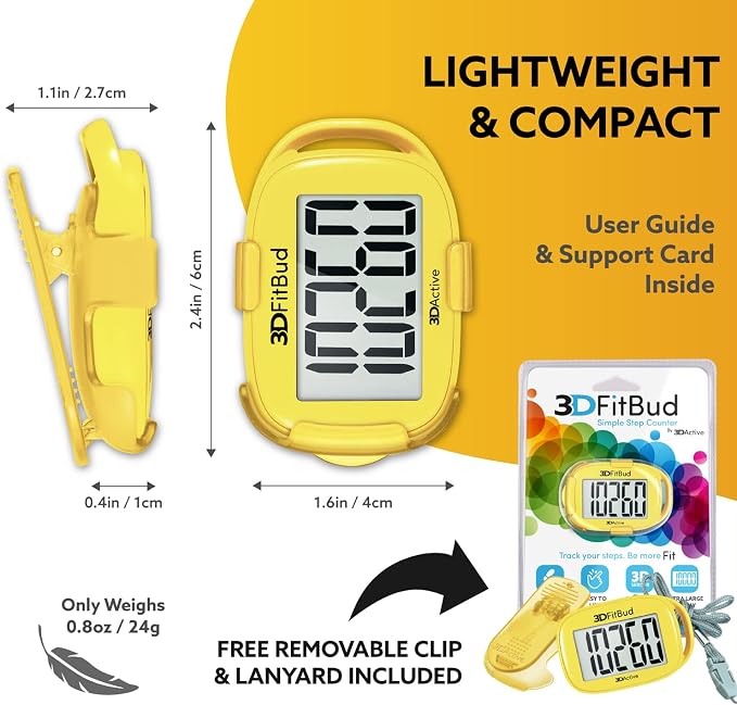 3DActive 3DFitBud Simple Step Counter Walking 3D Pedometer - Image 6