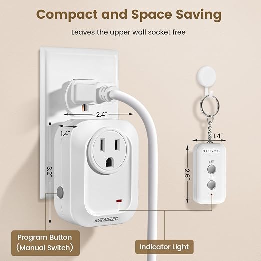 SURAIELEC Wireless Light Switch Remote Control Outlet, No Wiring Needed - Image 6