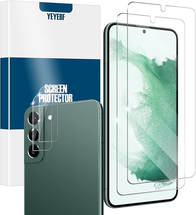 Screen Protector for Samsung Galaxy S22, Tempered Glass for Galaxy S22 & Camera by YEYEBF