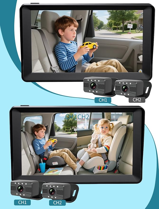 Dual Baby Car Camera, Rear Facing Car Seat Camera - Image 7