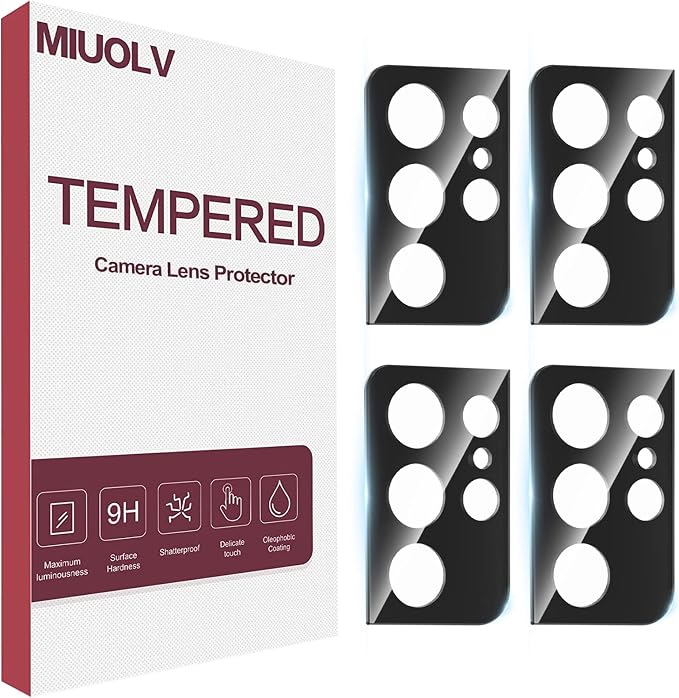 4 Pack Camera Lens Protector for Galaxy S21 Ultra, 9H Tempered Glass Camera by MIUOLV