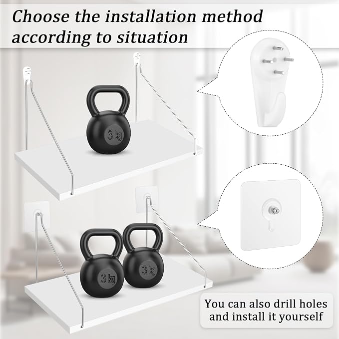 DERTE Projector Shelf for Wall 12x6 Inch Wall Mount Shelf Wood Floating - Image 5