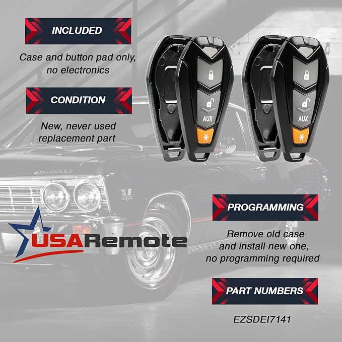 2 Case Shell Key Fob fits Viper Hornet DEI Python Clifford Aftermarket Alarm - Image 4