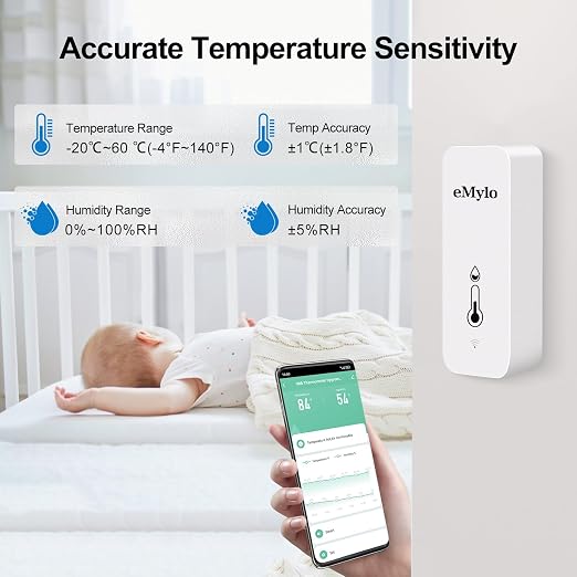 eMylo WiFi Thermometer Hygrometer, Wireless Indoor Temperature Humidity Sensor - Image 3
