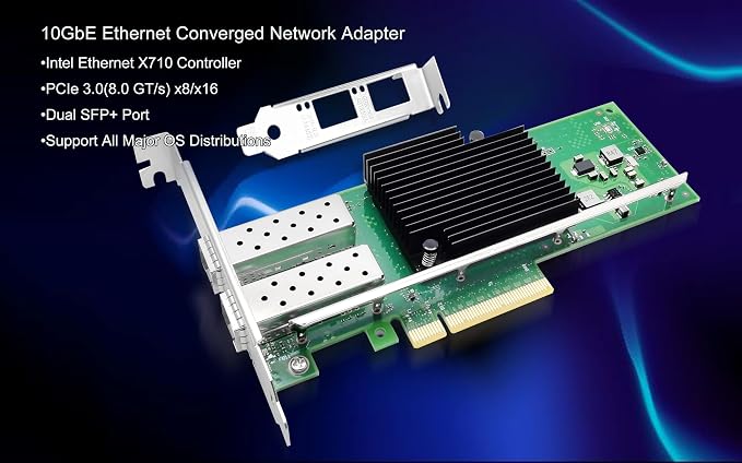 10Gb PCI-E NIC Network Card Dual SFP+ Port Ethernet Converged LAN Adapter CNA - Image 3
