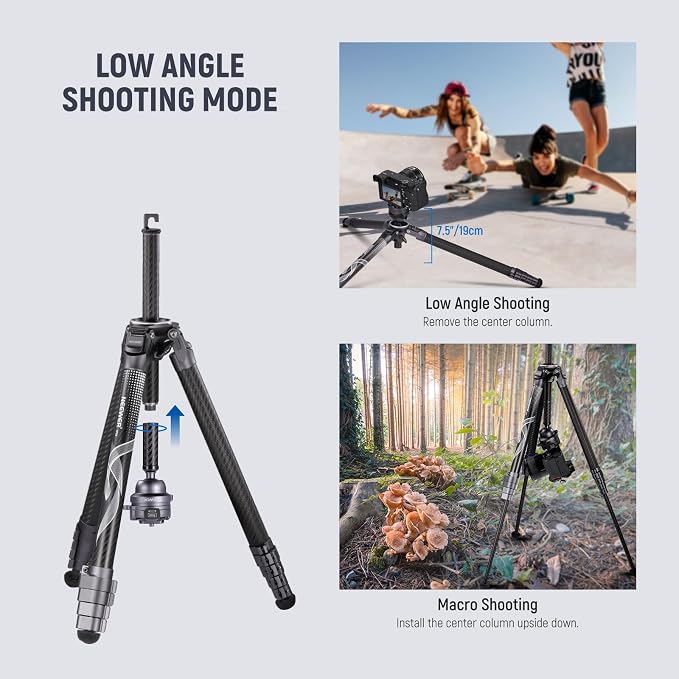 NEEWER LITETRIP LT32 62" Travel Tripod Carbon Fiber - Image 7