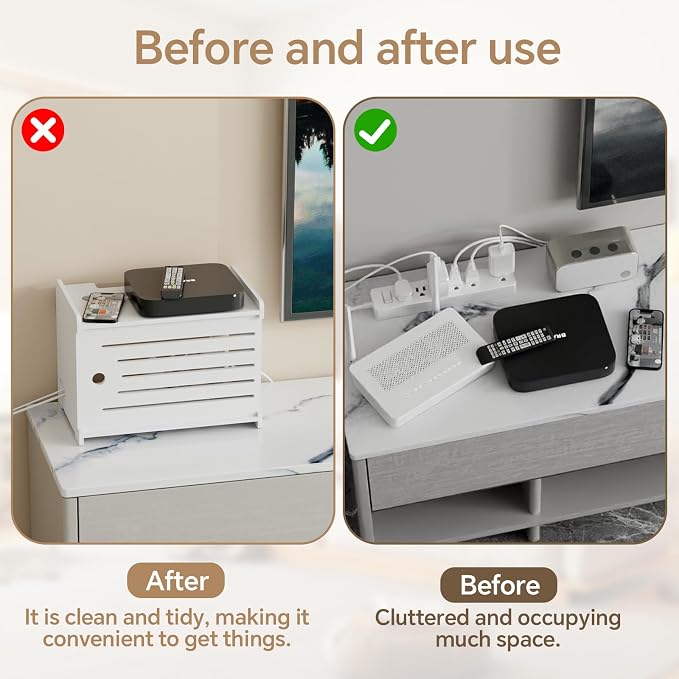 Wooden WiFi Router Storage Box Hider Shelf, Decorative Projector Box Hider Rack - Image 7