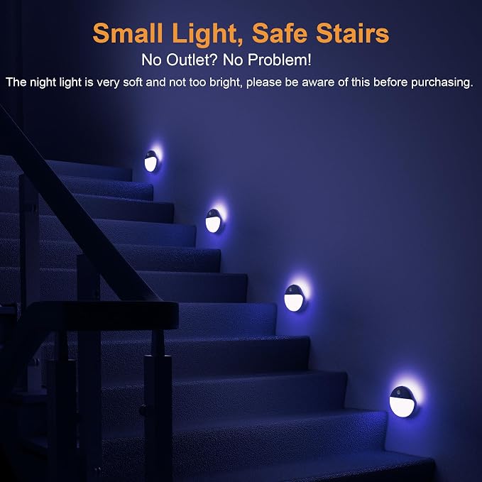 YUNLEX 2 Pack Blue Battery Night Light, Motion Activated Stick on Lights - Image 2