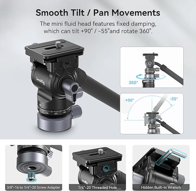 SmallRig CT190 Professional Video Tripod, Monopod Conversion, Video Tripod - Image 7