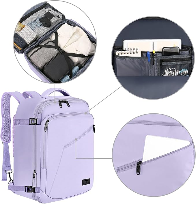 MATEIN Carry on Backpack for Women, 40L Heavy Duty Travel Backpack Airplane - Image 7