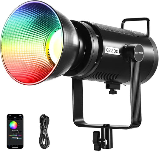 NEEWER CB200C 200W RGBWW COB LED Video Light, APP/2.4G 360° Color 2500K-7500K by Neewer