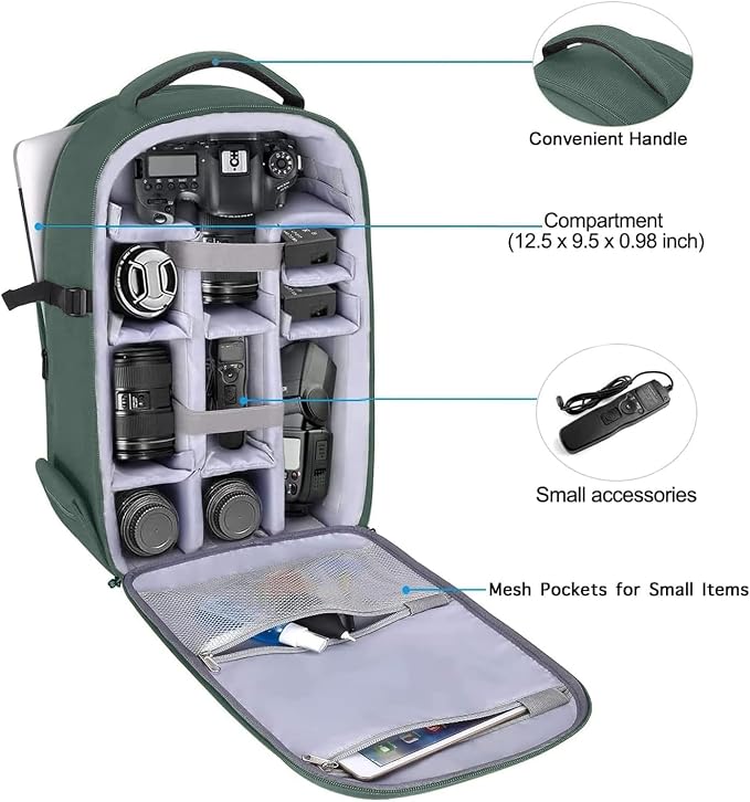 MOSISO Camera Backpack, DSLR/SLR/Mirrorless Photography Camera Bag Full Open - Image 2