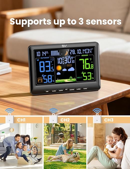 LIORQUE Weather Stations Indoor Outdoor Thermometer Wireless, Atomic Clock - Image 8
