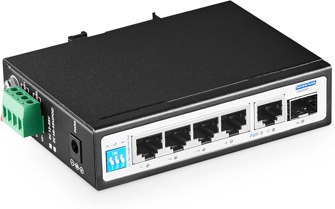 6 Port Mini Gigabit Industrial DIN-Rail PoE Switch, 4 x 100/1000Mbps POE Ports by YuLinca
