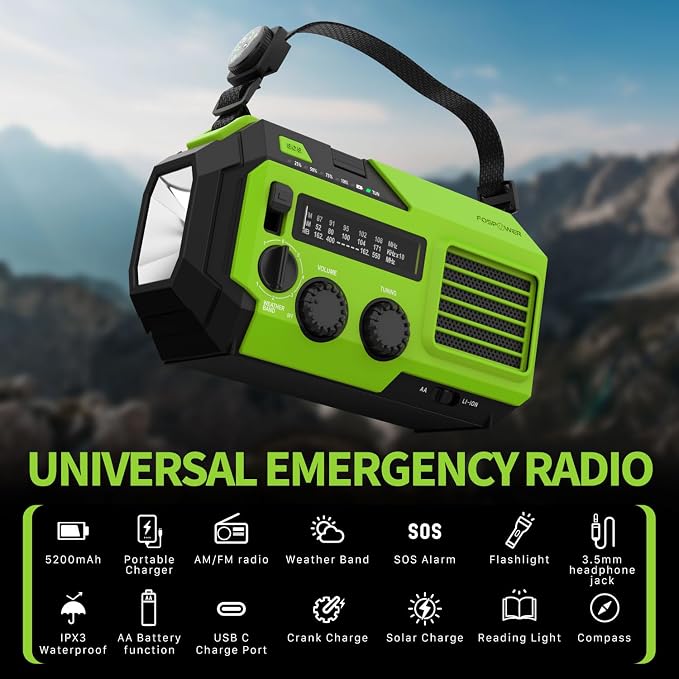 FosPower NOAA Emergency Weather Radio A6 19240mWh Portable Power Bank, - Image 7