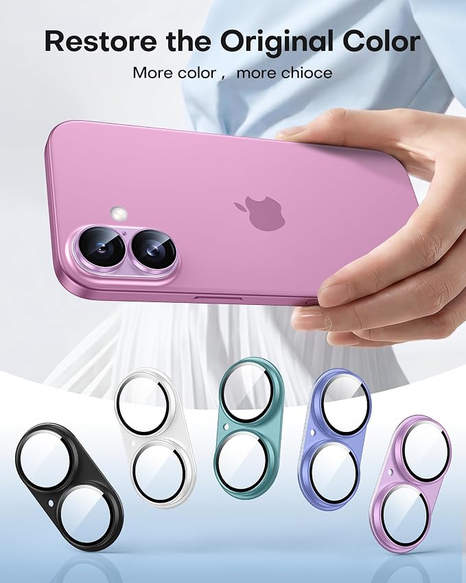TAURI 2 Pack for iPhone 16/16 Plus Camera Lens Protector, Full Coverage - Image 6