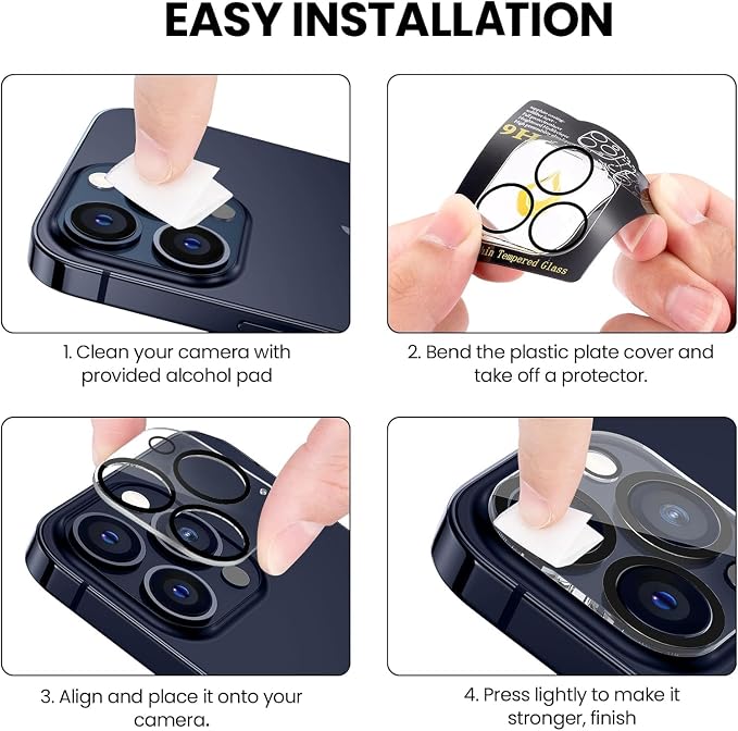 Tensea [3Pcs for iPhone 13 Pro / 13 Pro Max Camera Screen Protector, Tempered - Image 7