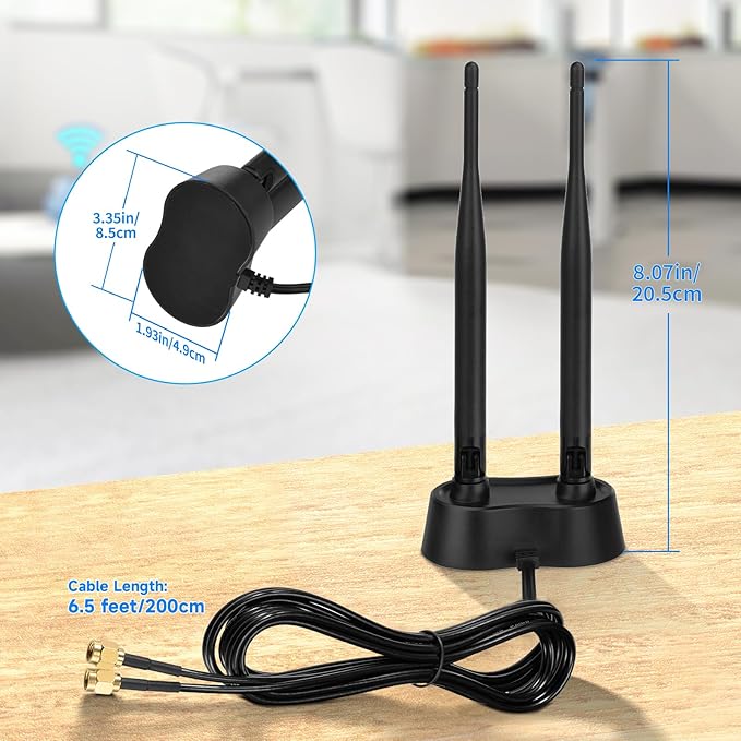 Eightwood 9dBi Dual Band WiFi Antenna 2.4GHz 5GHz RP-SMA WiFi Antennae - Image 2