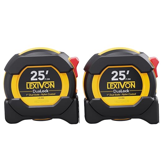 LEXIVON 25Ft/7.5m DuaLock Tape Measure | 1-Inch Wide Blade by LEXIVONTools