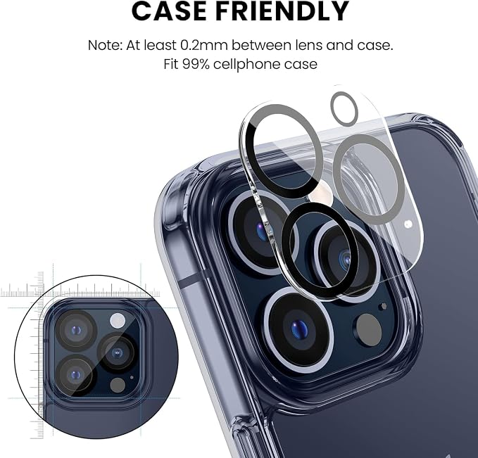 Tensea [3Pcs for iPhone 13 Pro / 13 Pro Max Camera Screen Protector, Tempered - Image 5