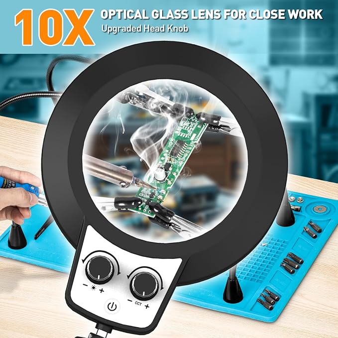10X Magnifying Glass with Light and Stand, Helping Hands Soldering Station - Image 2