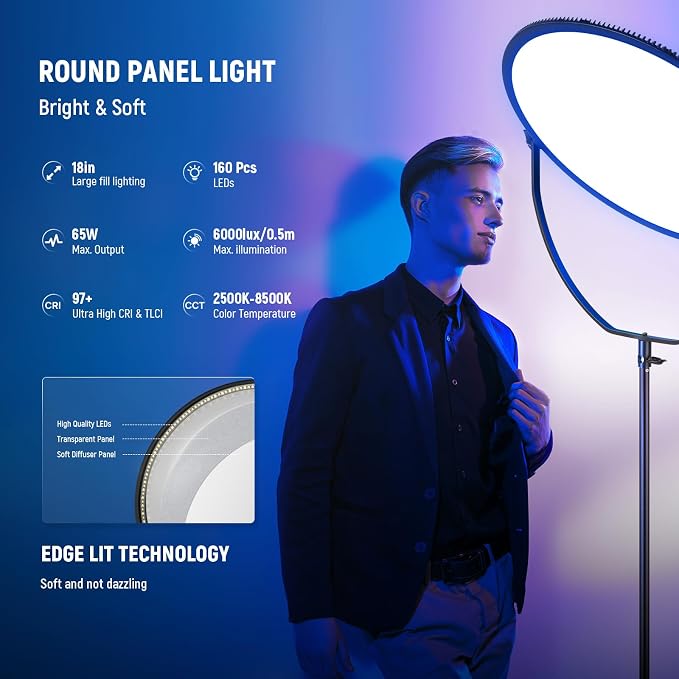 NEEWER 18" RGB LED Round Panel Video Light - Image 2