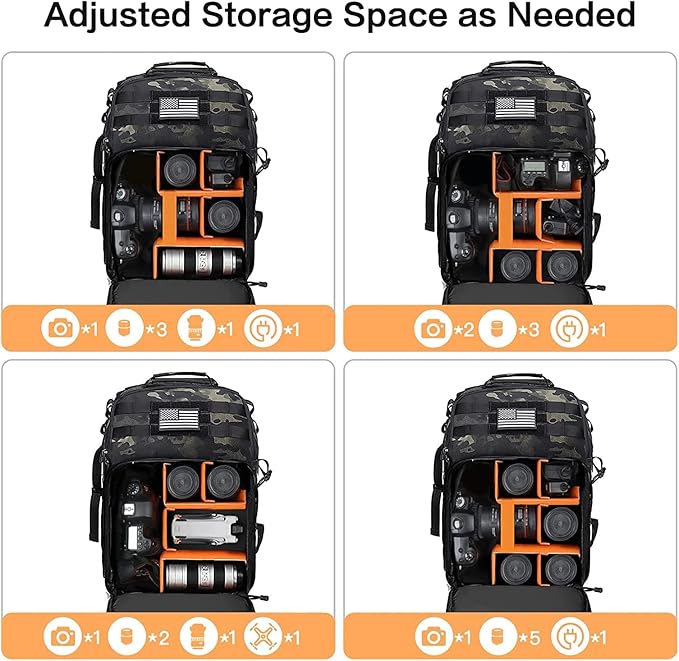 MOSISO Camera Backpack, DSLR/SLR/Mirrorless Photography Tactical Camera Bag Case - Image 3