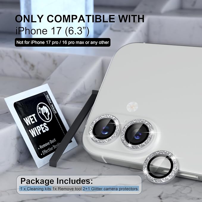 Choiche Compatible for iPhone 17 Camera Lens Protector Bling, 9H Tempered Glass - Image 2
