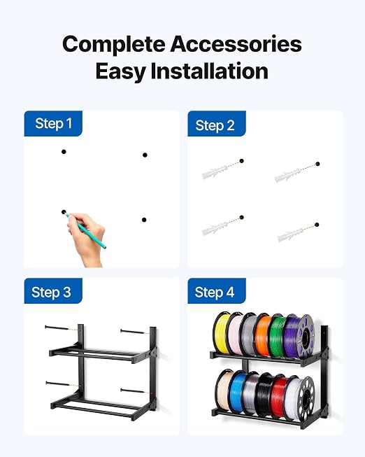 VEVOR Wall Mount Printer Filament Storage Rack, 2-Tier Wall Bracket Storage - Image 5