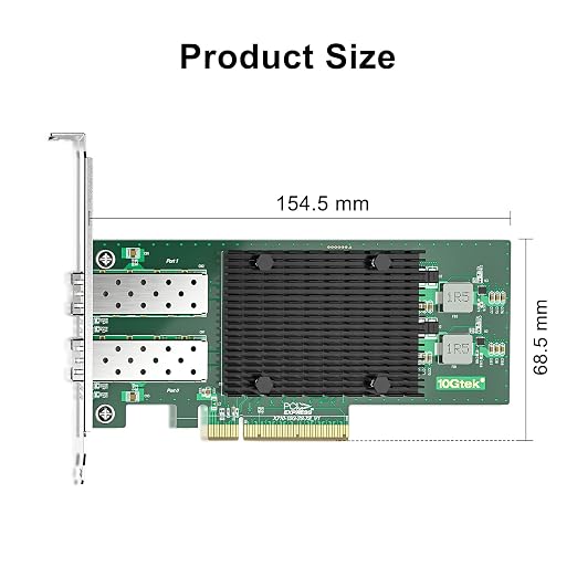 10Gtek 10Gb PCI-E NIC Network Card, Dual SFP+ Port, - Image 3