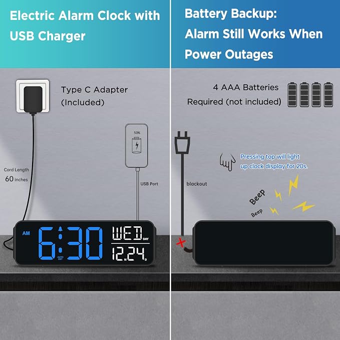 Peakeep Large Display Digital Alarm Clock - Image 5