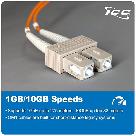 ICC SC to SC Duplex Multimode 62.5/125 Fiber Patch Cable, OFNR Riser, 2.0mm Zip - Image 3