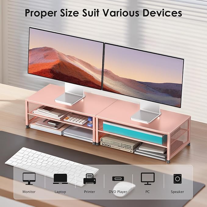 ECOLOVI 2-Tier Computer Monitor Stand Riser, Desk Organizer - Image 4
