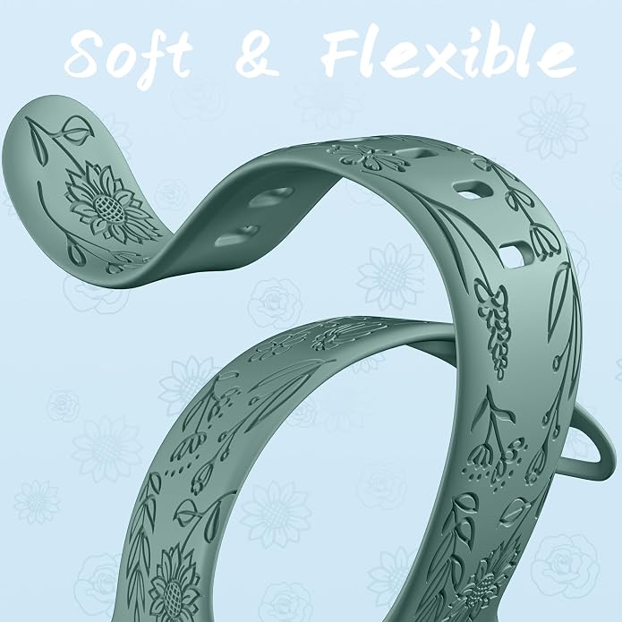 SNBLK 6 Pack Floral Engraved Bands Compatible - Image 5