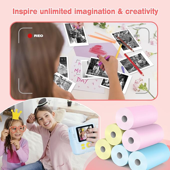 6 Rolls Kids Camera Instant Print Refill Paper Set, Phetium HD Printing Thermal - Image 4