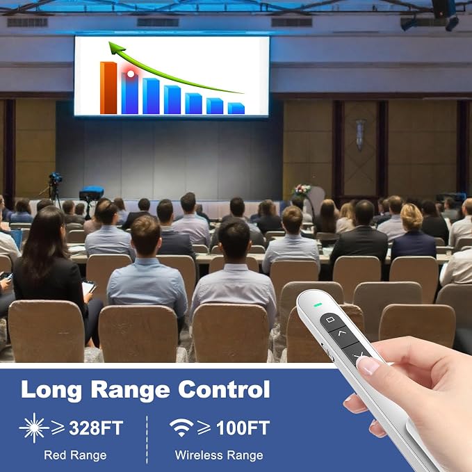 QUI Presentation Clicker with Volume Control, 2.4GHz USB Wireless Presenter - Image 6