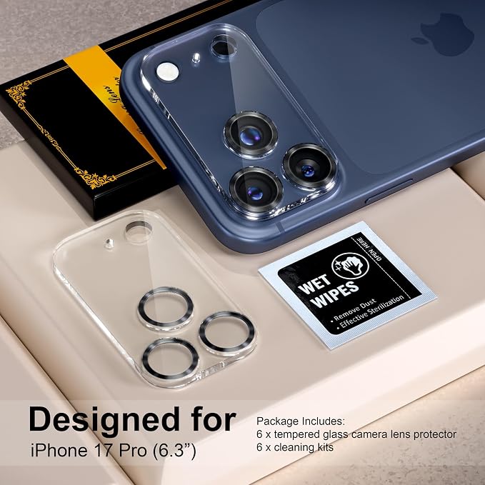 for 6 Pack iPhone 17 Pro Camera Lens Protector 9H Tempered Glass Camera Screen - Image 2